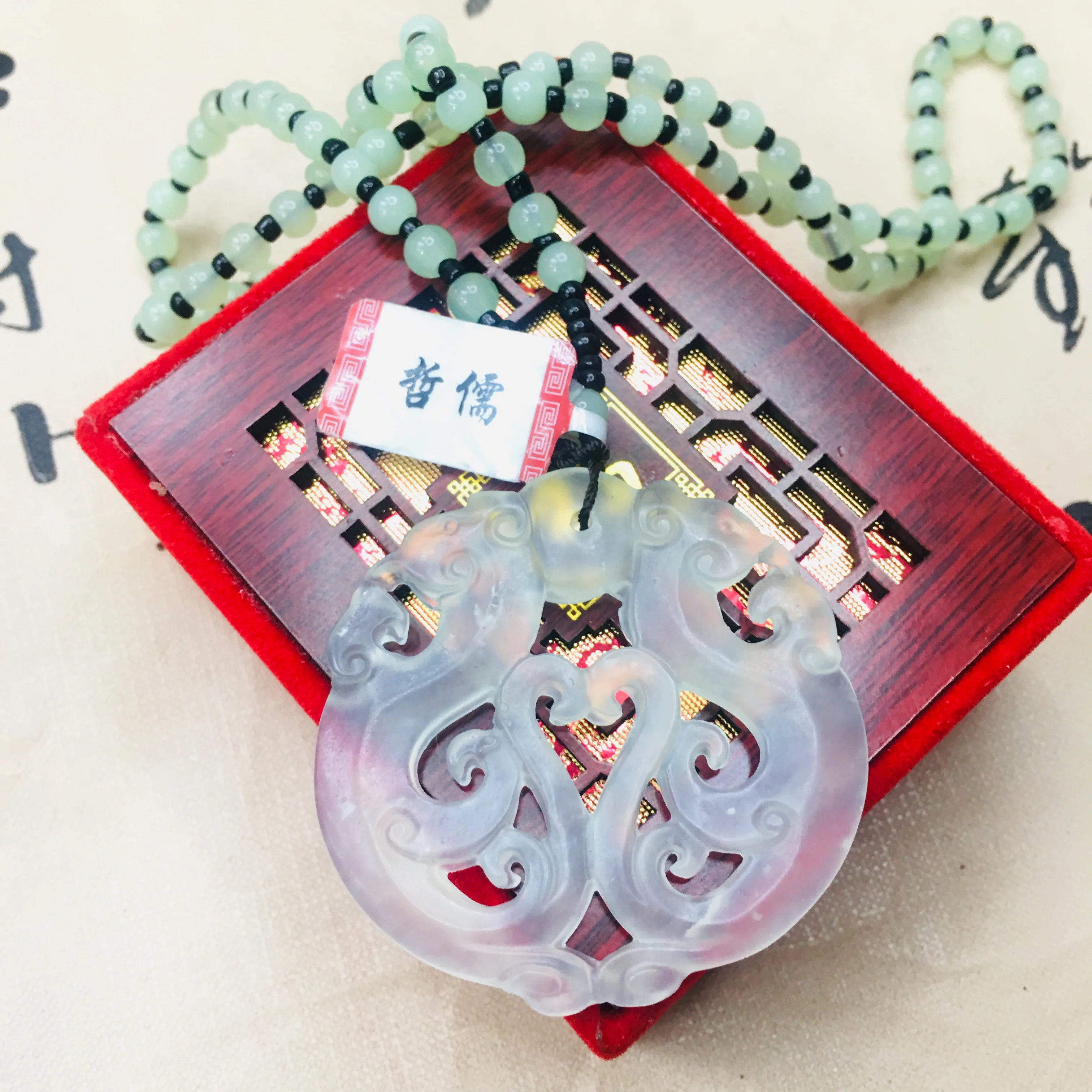 Zheru подвескаиз натурального камня нефритовый фонарь Зеленый полый двойной кулон