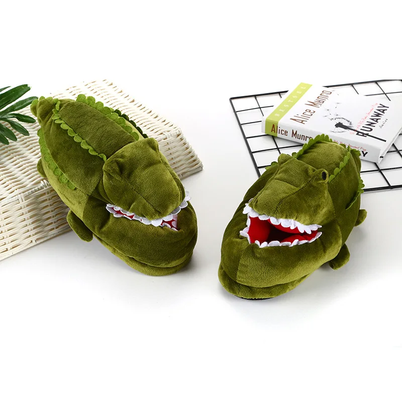 Funny Winter House Slippers Women Fuzzy Slides Girl Creativity Cartoon Crocodile Shark Shoes Female Flurry 2022 Fashion | Обувь