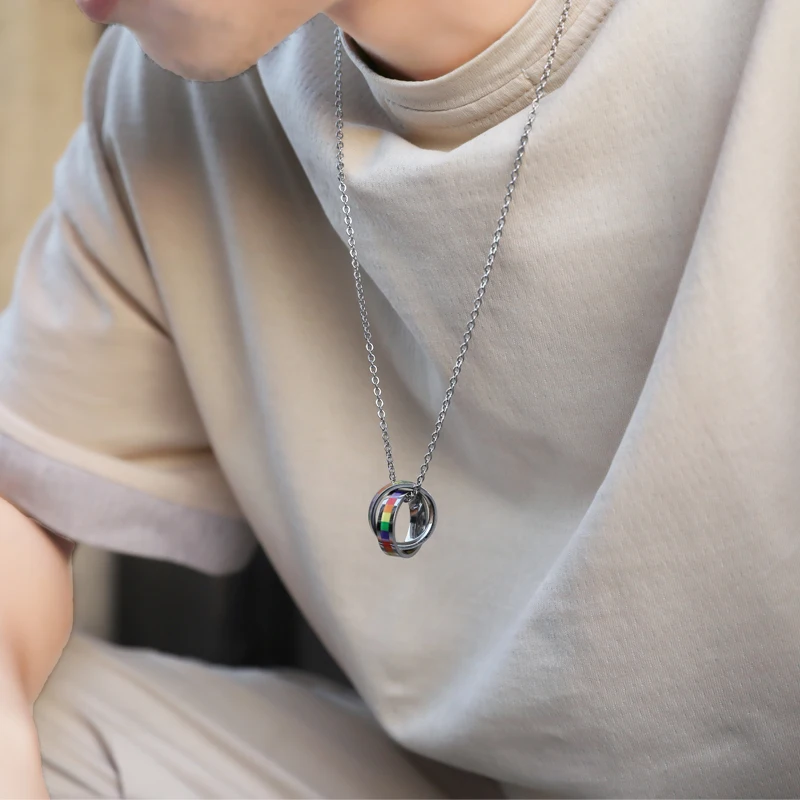 Двойное Радужное женское ожерелье с подвеской из ЛГБТ-лесбиянок ювелирное