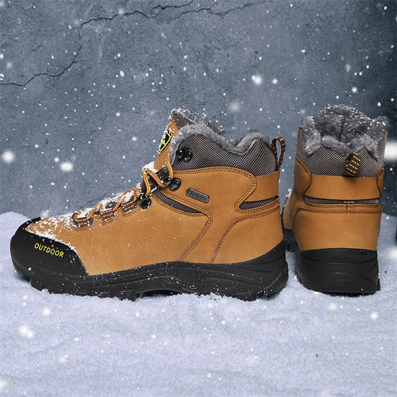 Winter With Fur Warm Hiking Man Shoes Outdoor Sports Hunting Boots Men Waterproof Non slip Tactical Boots Man zapatos de hombre