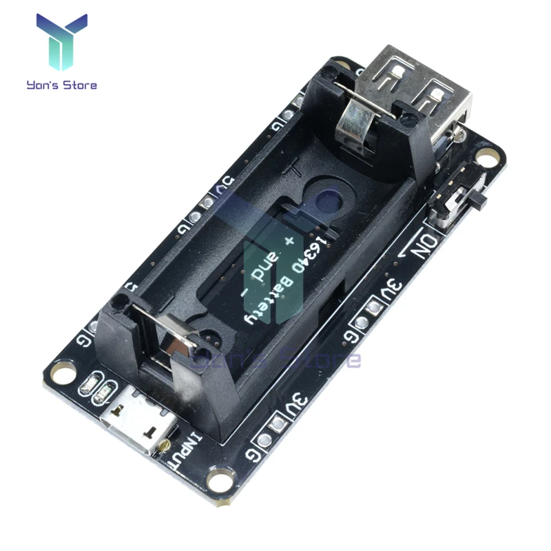 

16340 Rechargeable Lithium Charging Board Power Bank 5V 3.3V Dual USB Charge Supply 16340 Battery Holder For Arduino