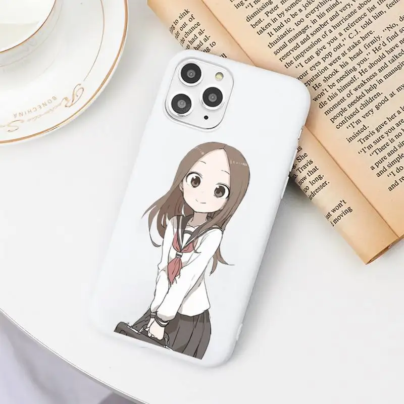 

Anime Teasing Master Takagi-san Phone Case Candy Color White for iPhone 11 pro XS MAX 8 7 6 6S Plus X 5S SE 2020 XR