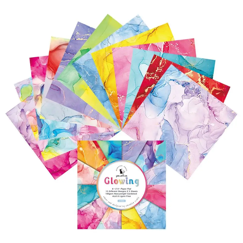 

24 листа 6x6 дюймов Радужная смешанная бумага для скрапбукинга Узорчатая бумажная упаковка ручной работы бумажная фоновая подкладка карточк...