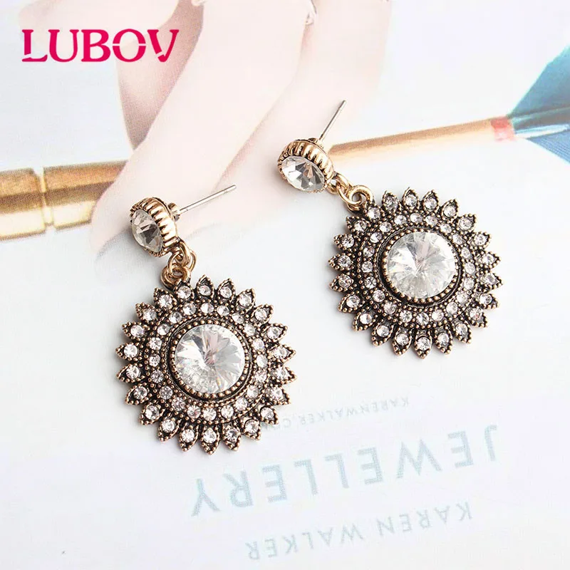 

LUBOV Exaggerated opal Round Crystal Boucles Oreilles Pendan Earrings Women Drop Earrings Bijoux Acier Inoxydab