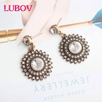 lubov exaggerated opal round crystal boucles oreilles pendan earrings women drop earrings bijoux acier inoxydab