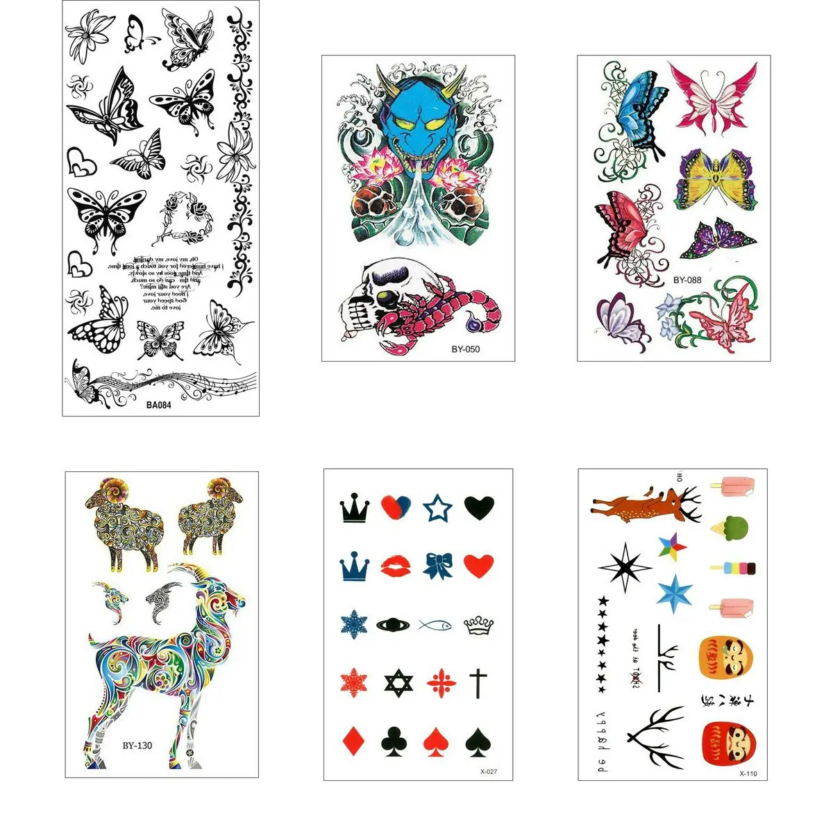 

6PCS/Lot Tatoo Tattoo Sticker Kids Fake Man Temporary Men Stickers Cool Tattoos For Hand Girl Tatto Sleeves Cute Tattos Temp