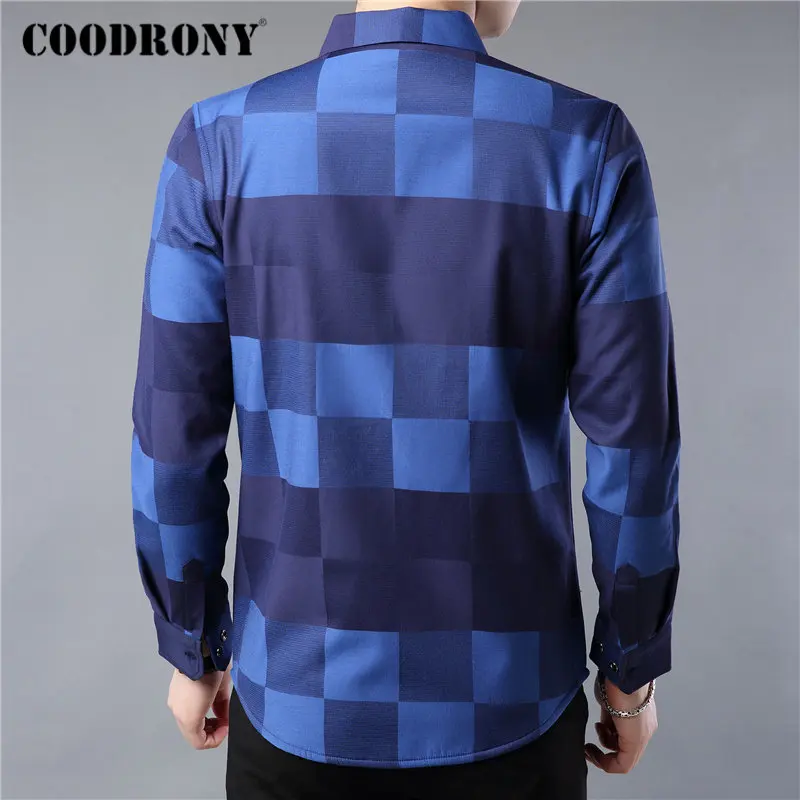 COODRONY Брендовые мужские рубашки с длинным рукавом Уличная рубашка мужская