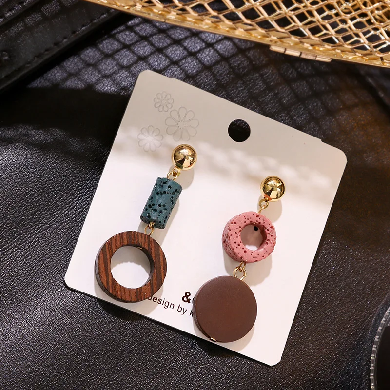 2019 Япония Корея новые винтажные красочные деревянные круглые асимметричные