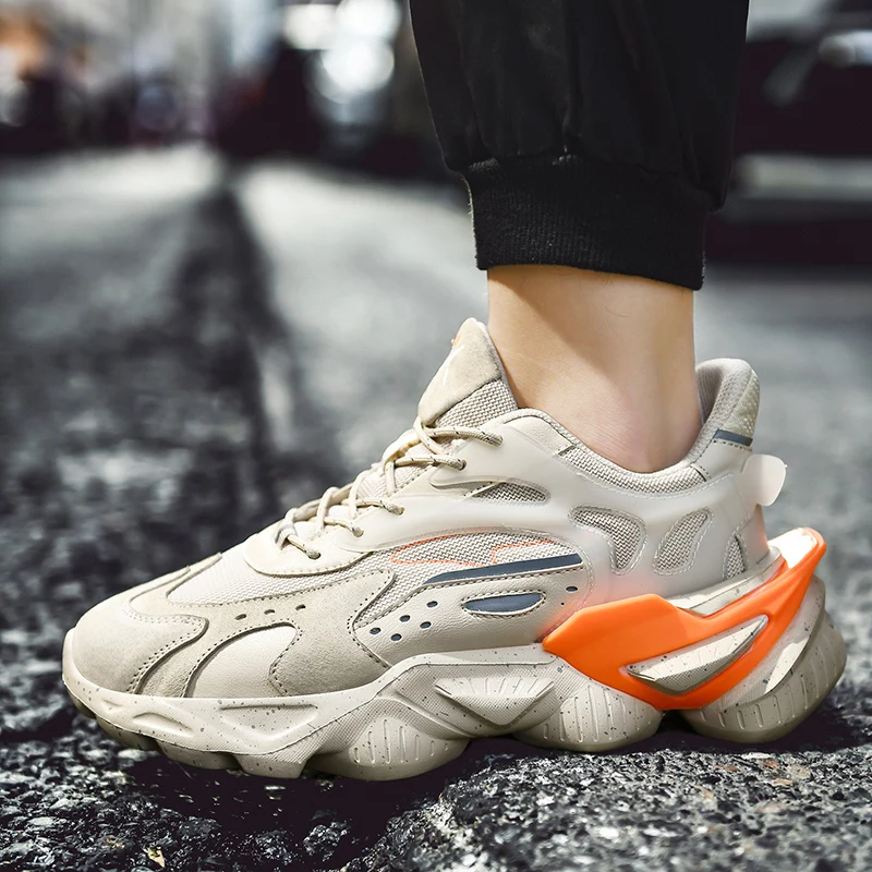 

Autumn Sneakers Breathable Non-slip Rubber Running Shoes Comfortable Platform Non-slip Lace-Up Height Increasing Hard-Wearing