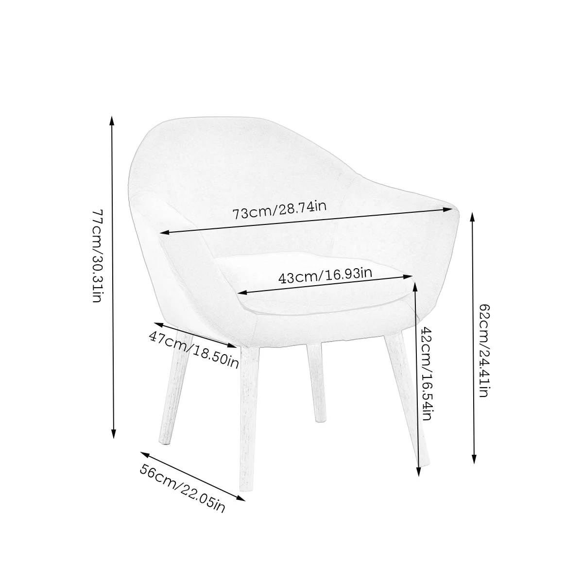 

Nordic Style Single Sofa Chair Cotton Linen Upholstered Arm Chair with Pillow Chaise Lounge Living Room Sofas Seat Cushion