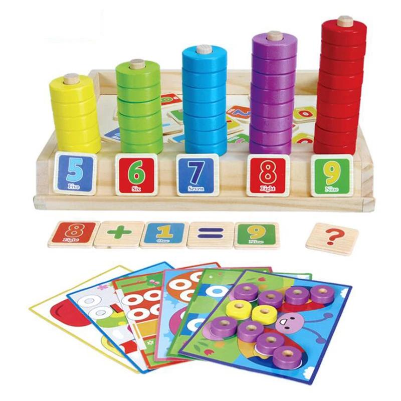 

Children's Wooden Montessori Toys Colorful Count Box Baby Kids Early Education Teaching Aids Math Preschool Toys