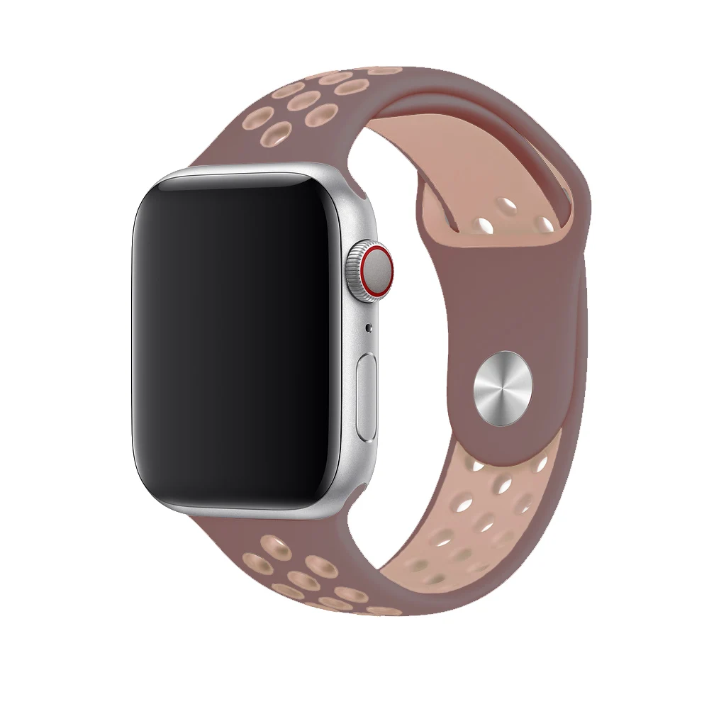Smokey Mauve 32 Дышащий силиконовый спортивный ремешок для Apple Watch 5 4 3 2 1 42 мм 38 мм резиновый ремешок для Nike+ Iwatch 5 4 3 40 мм 44 мм - Цвет ремешка: Smokey Mauve 32