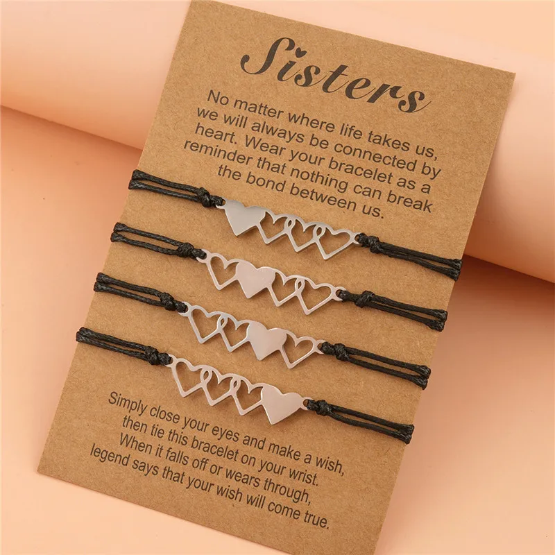 

ZOSHI 2/3/4Pcs/Set New Charms Bracelet For Sisters Friendship Couple Bracelet Love Heart Design Lucky Wish Jewelry Gifts