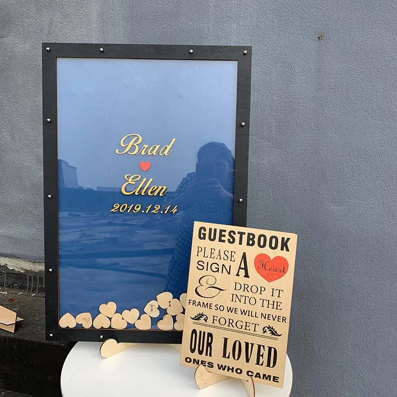 Подгоняйте деревенский деревянный Гостевая книга черная рамка