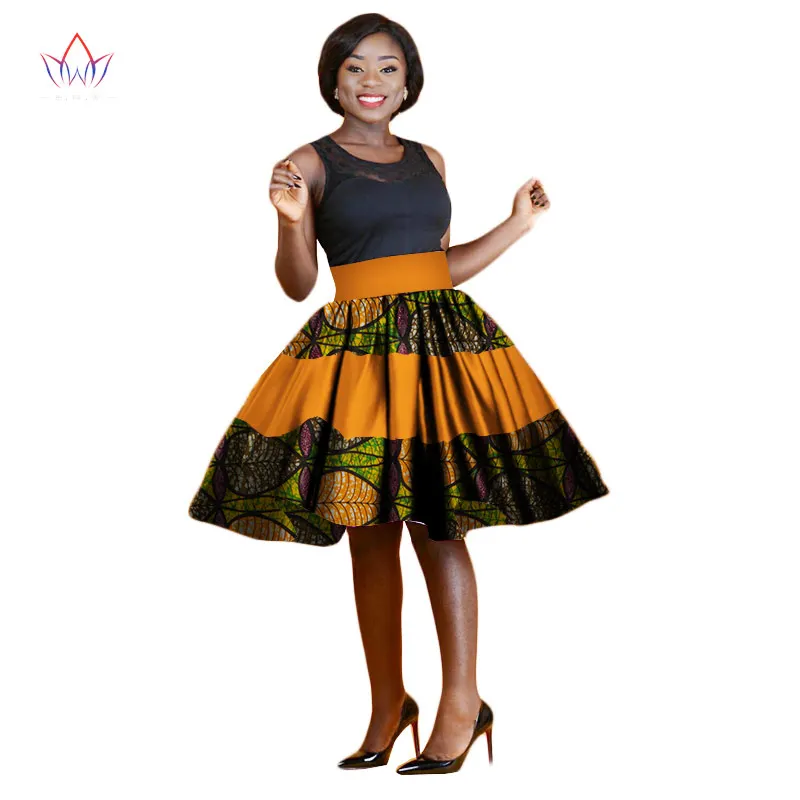 Летняя женская одежда юбки с Африканским принтом средней длины трапециевидные