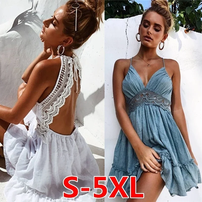 

ZOGAA 2020 Summer Sexy Print Lace Dress Women Spaghetti Strap V-Neck High Waist Beach Dresses Women Slit Backless Party Dress