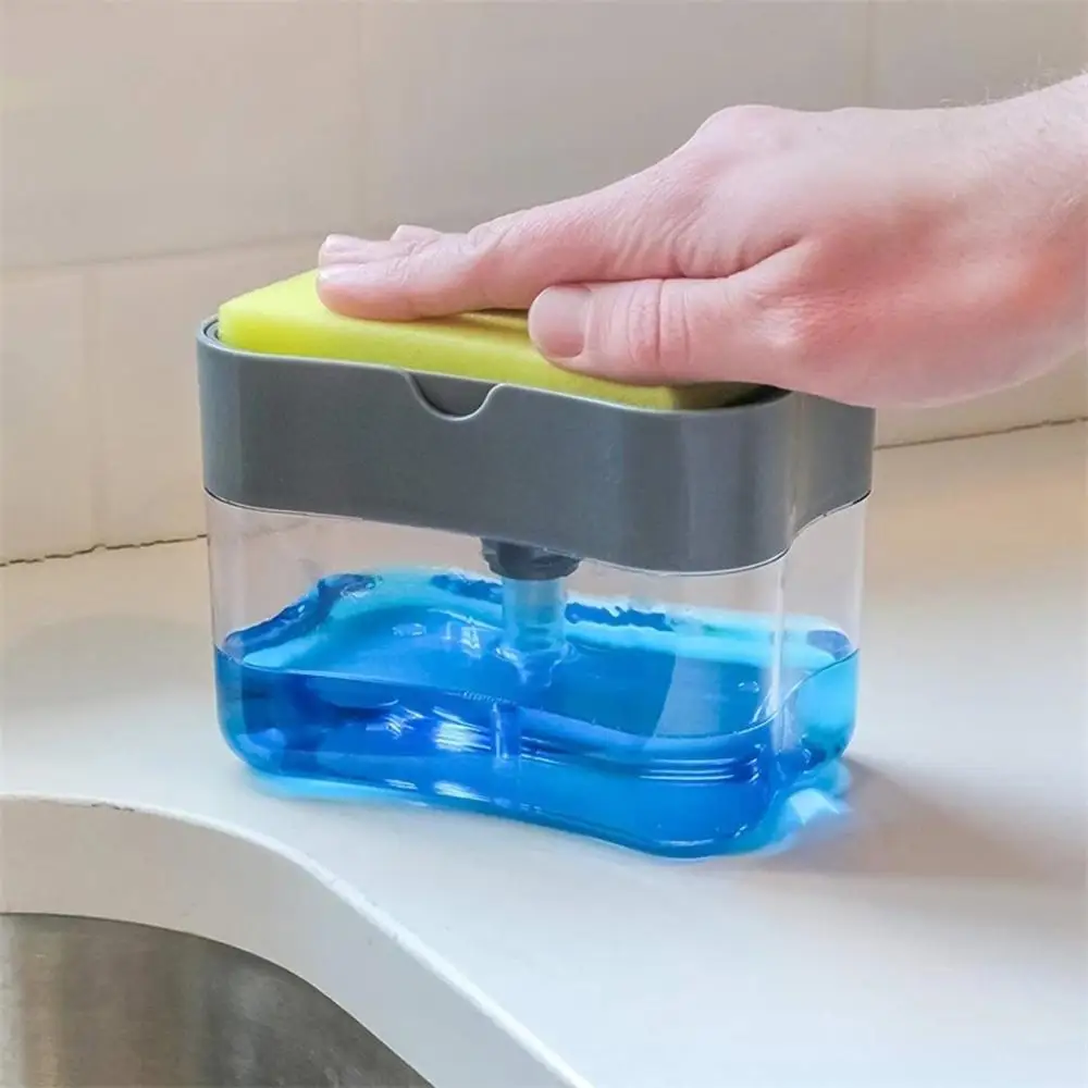 

2-In-1 Sponge Box With Soap Dispenser Double Layer Kitchen Plastic Soap Dispenser Sponge Scrubber Holder Case Boite Rangement