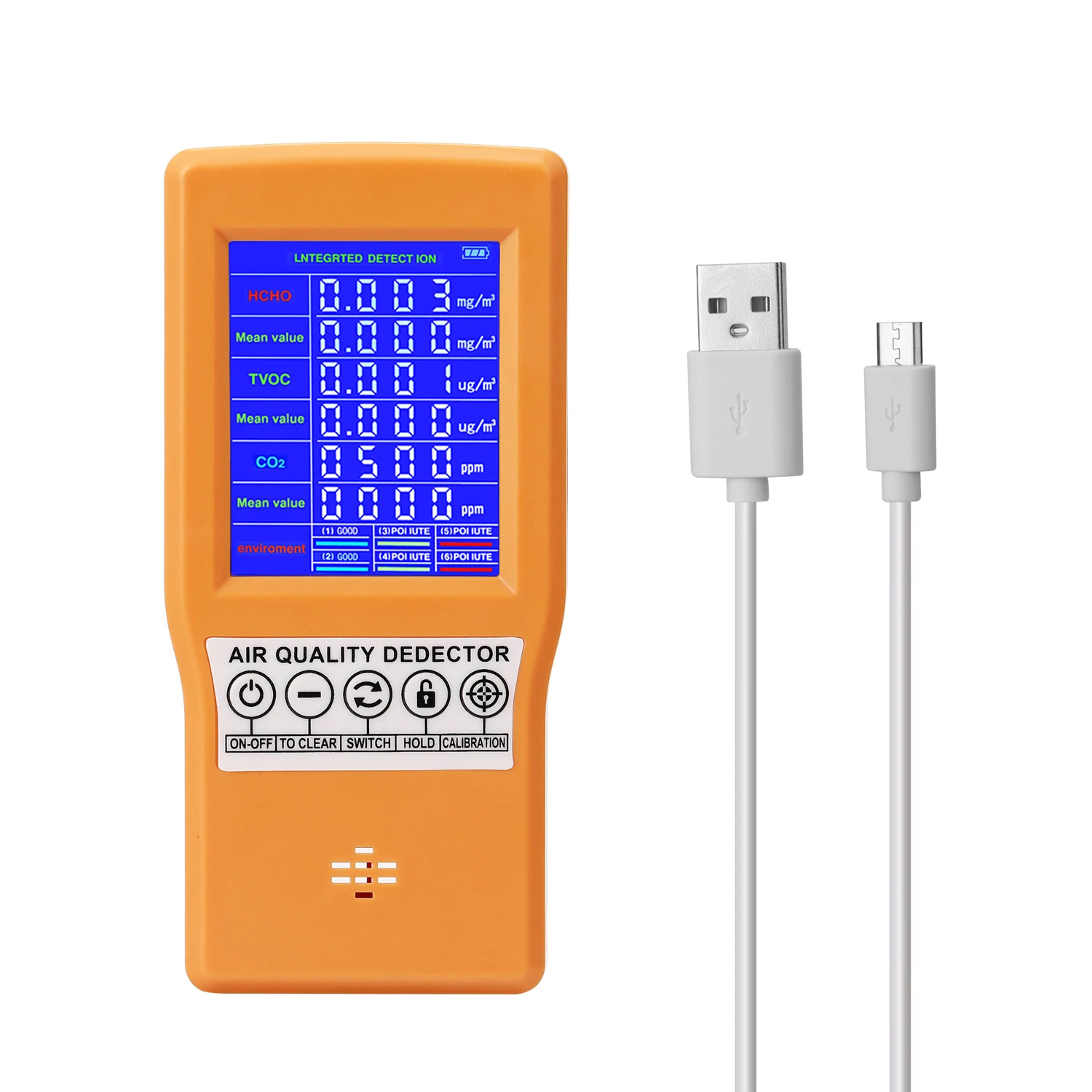 Многофункциональный цифровой дисплей высокой точности HCHO TVOC CO2 детектор