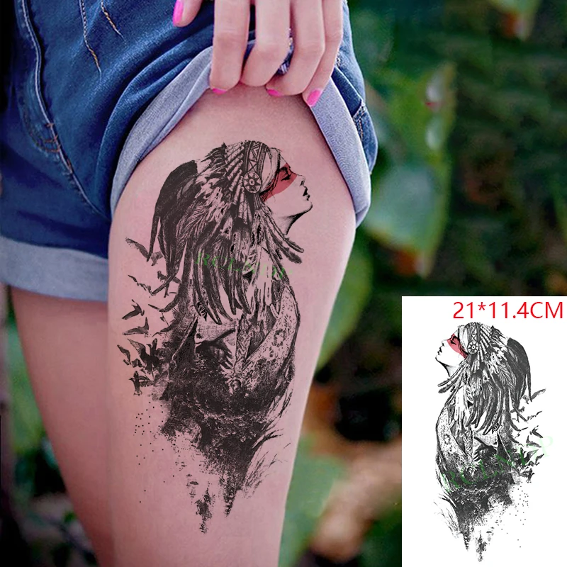 Водостойкие временные тату-наклейки лес луна готический скелет кости флэш-тату