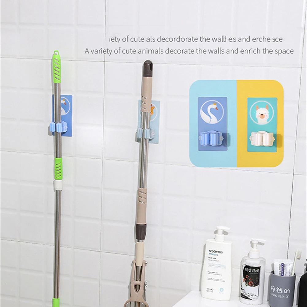 

Mop Clip Mop Cloth Gluing Rack Mop Hook Household Hook Multifunctional Household Mop Hook Without Punching