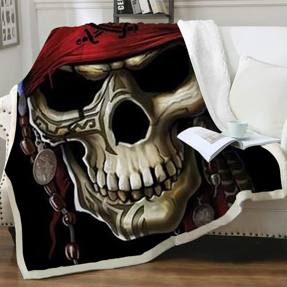 

NKNK Pirate Blanket Skull 3D Print Hip Hop Bedding Throw Gothic Thin Quilt Sherpa Blanket New Vintage Pattern Plush