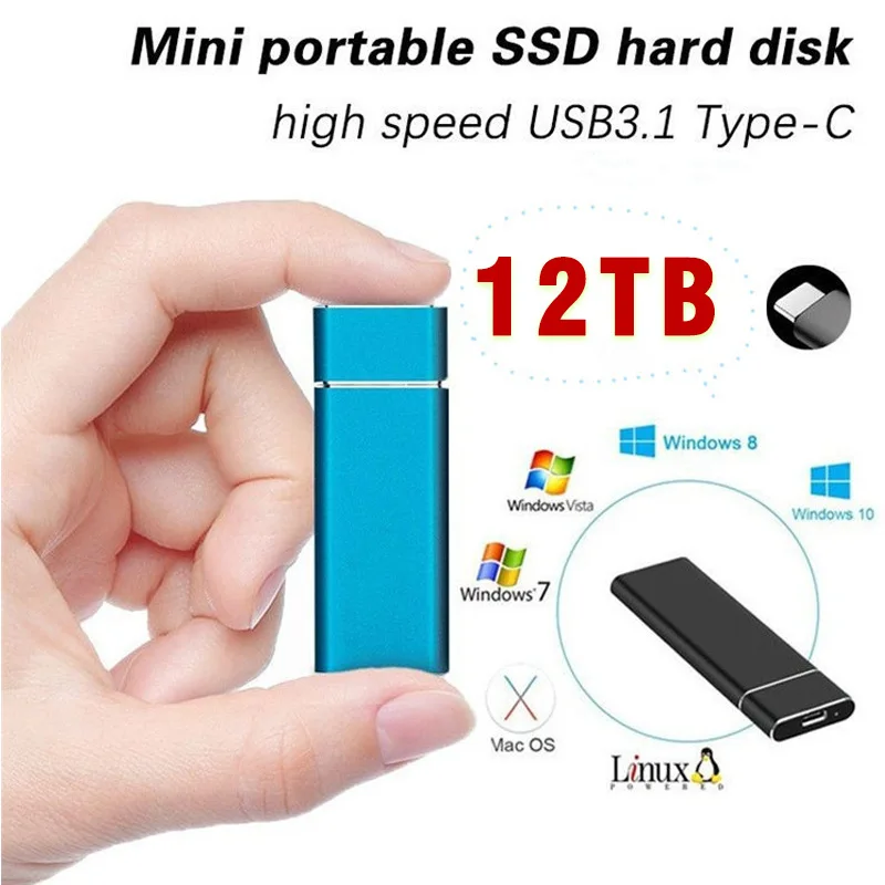 

Внешний твердотельный накопитель HDD, 16 ТБ, 12 ТБ, устройство хранения, жесткий диск для компьютера, портативный SSD, мобильный жесткий диск, вне...