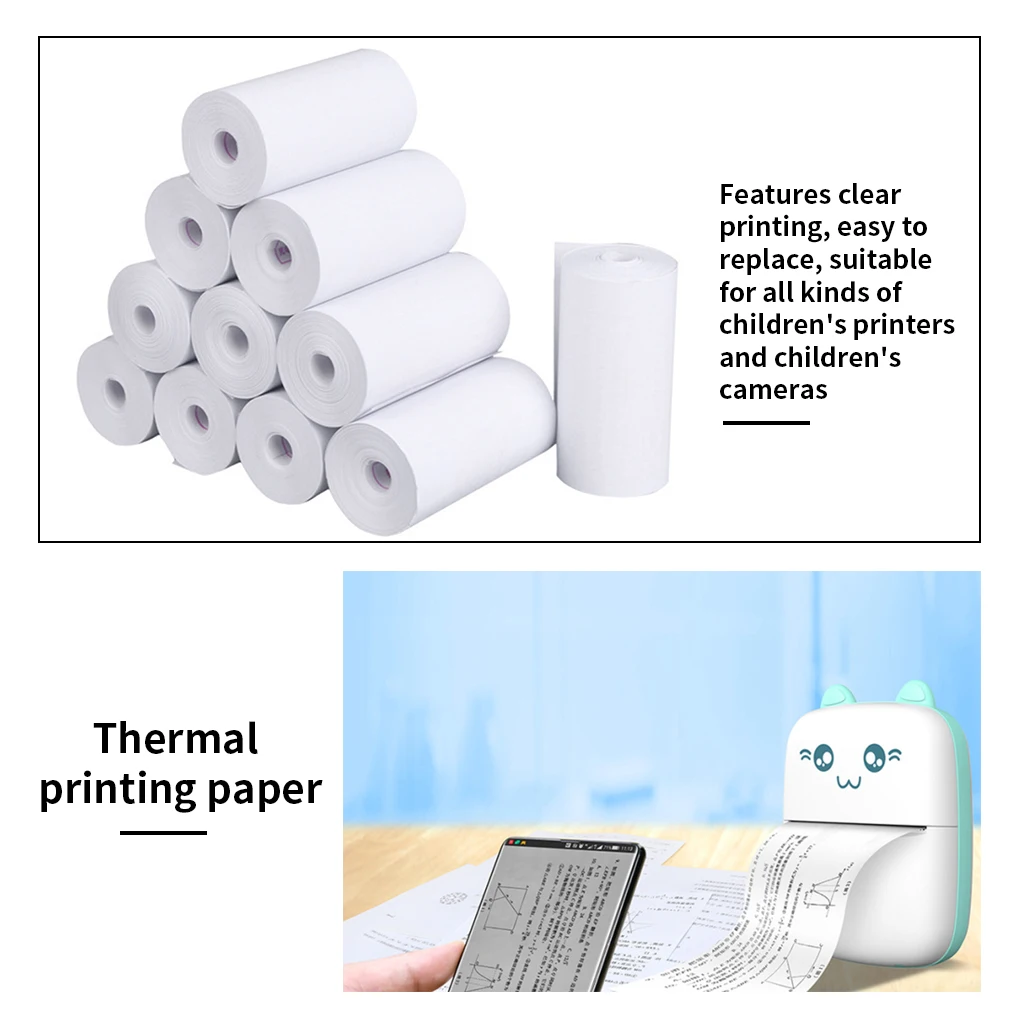 

10rolls/lot 57*30mm Thermal Paper White Children Camera Instant Print Kids Camera Printing Paper Replacement Accessories Parts