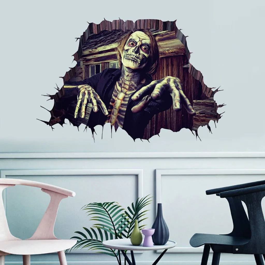 Украшения ужастики для хеллоуина Props 3d Ghost страшная настенная наклейки съемное