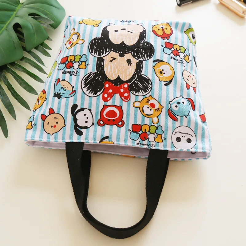 Портативная Холщовая Сумка для ланча мультяшный Disney Дамская тканевая Сумочка с