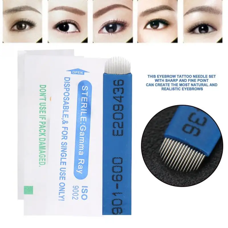 

50pcs Disposable Microblading Tattoo Needle Blades Semipermanent Eyebrow Manual Tattoo Tool 16 Pins 18 Pins For Tattoo Pen