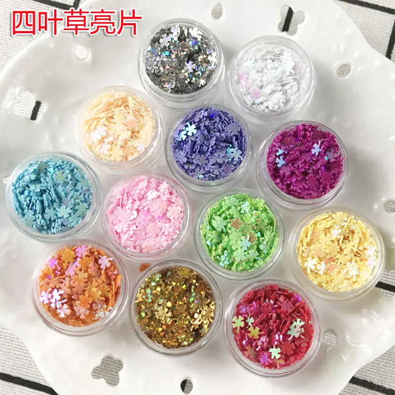 12 разноцветных четырехлистных блесток для дизайна ногтей модные красивые