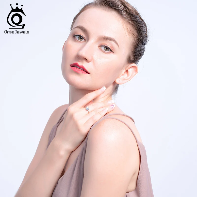 ORSA JEWELS 925 Серебряные кольца регулируемое кольцо с крупным кристаллом AAA циркон