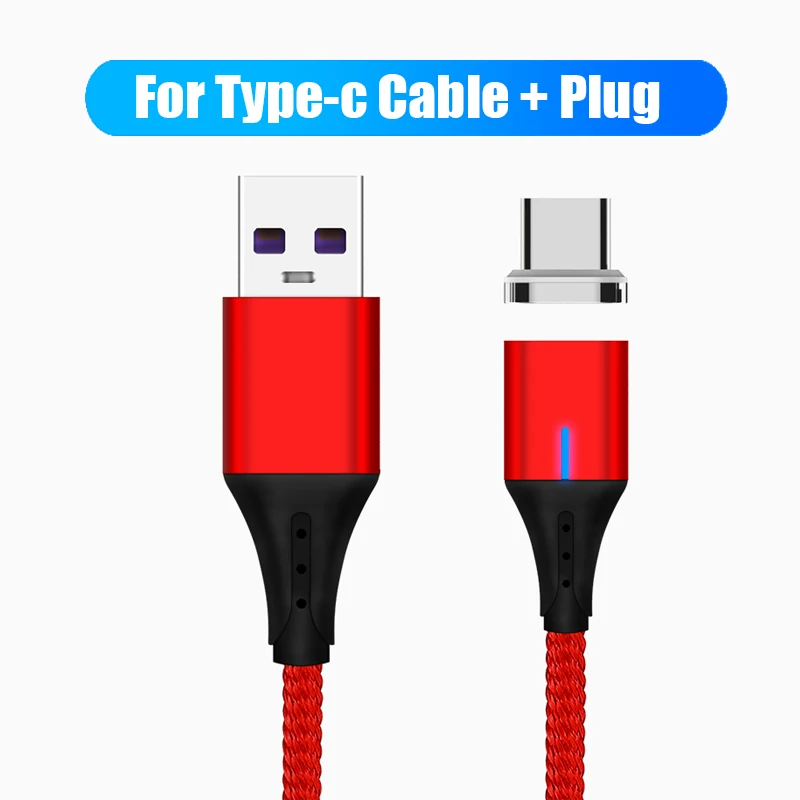 5А Магнитный кабель Supercharge usb type C для huawei P20 Lite P30 Pro Быстрая зарядка быстрое зарядное устройство USB C кабель для samsung S9 S10 - Цвет: Red For Type-c