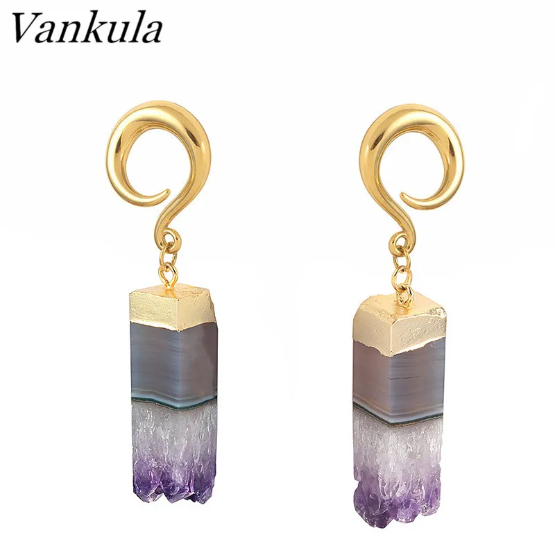 Vankula 316L Нержавеющая сталь затычка для ушей туннели тела пирсинг, ушные измерительные приборы расширитель камень ухо весов пара продажи