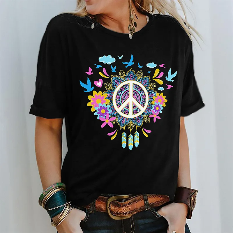 

Women's Funny Sun Flower Graphic T-shirt Summer Casual Fowers Round Neck Short Sleeve Shirt Fashion Printing Blouse Shirts