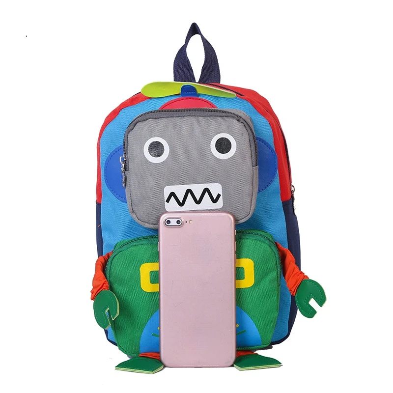 

1-5 Year Old Children 3D Cartoon Robot Backpack Boy and Girl School Bag Kindergarten Backpack Baby Fashion Travel Bag Decoration