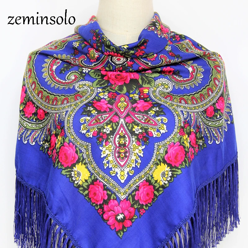 

Fashion Square Cotton Scarf Scarves For Women Russian Tassels Foral Printed Scarves Blanket Shawls Hijab Handkerchief Bandana