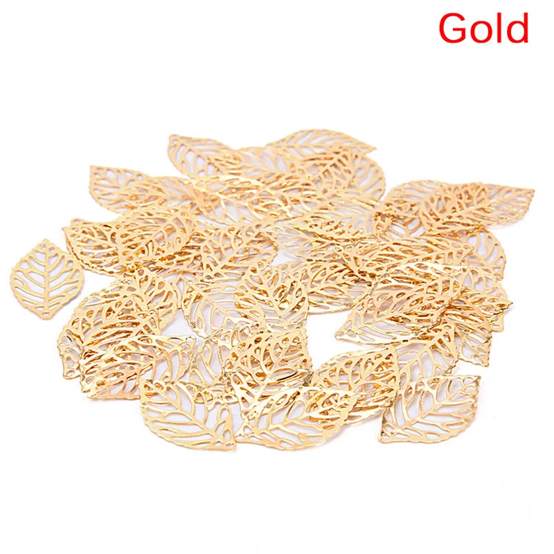 

50Pcs Leaf Filigree Wraps Connectors Metal Crafts Connector For Jewelry Making DIY Earing Jewelry Accessories Charm Pendant