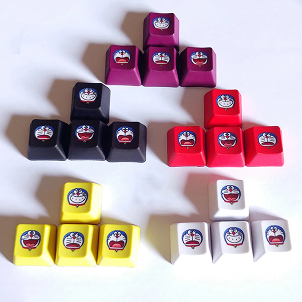 4 шт. OEM R4 цветные ПБТ уплотненные колпачки для ключей с креплением Fuji Cute Cat Doraemon