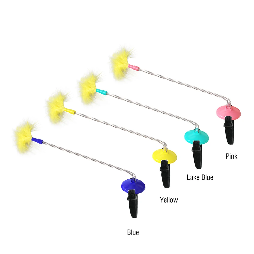 

Pet Cat Self Healing Collar Neck Toy Feather Teaser Interactive Funny Cat Stick Automatic Elastic Spring Rod Training Tool