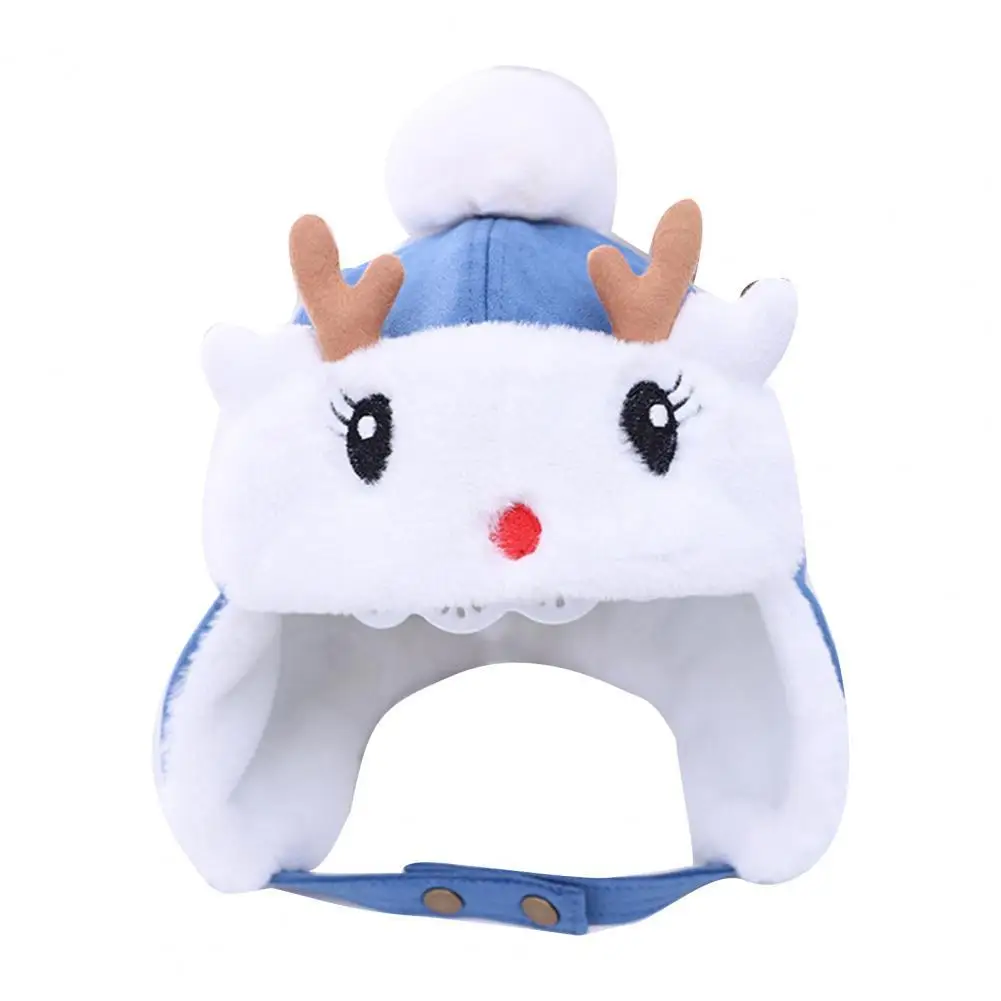 Осенне-зимние Симпатичные шапки детские с помпоном в виде оленьих рогов ремешок