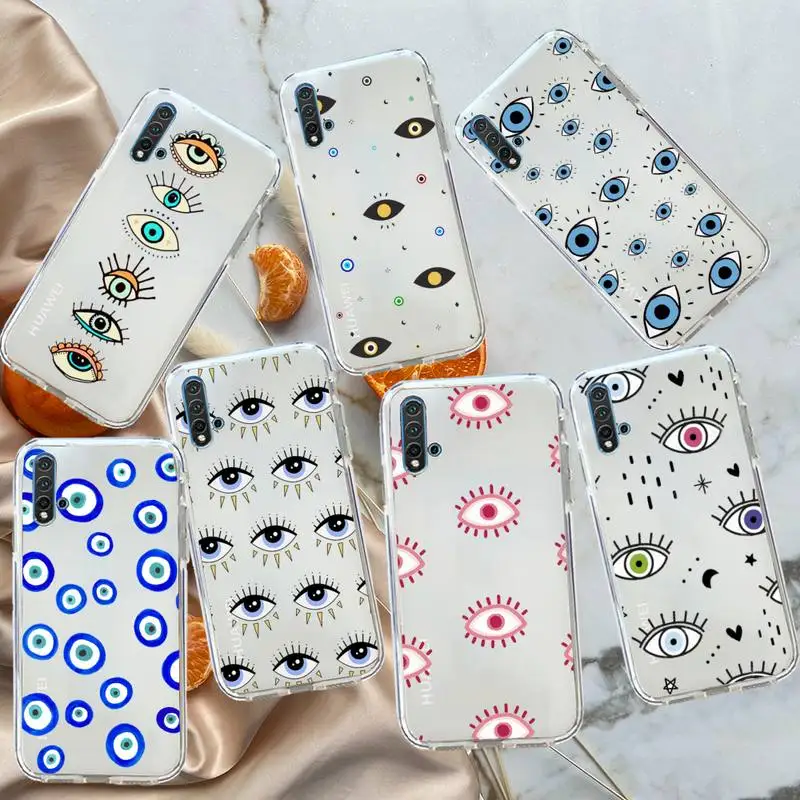 

Evil Eye lucky girl eye Phone Case Transparent for Huawei honor P mate 40 20 30 10 50 i 9 x mate pro lite 8a