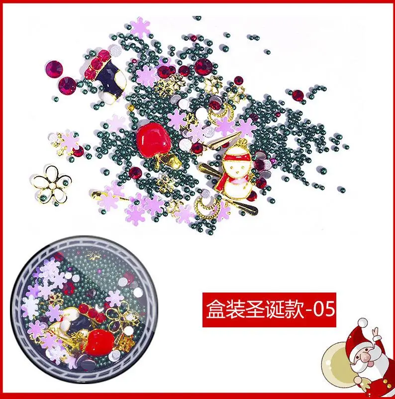 Смешанная форма украшения для ногтей икра Стразы свеча Снеговик яблоко