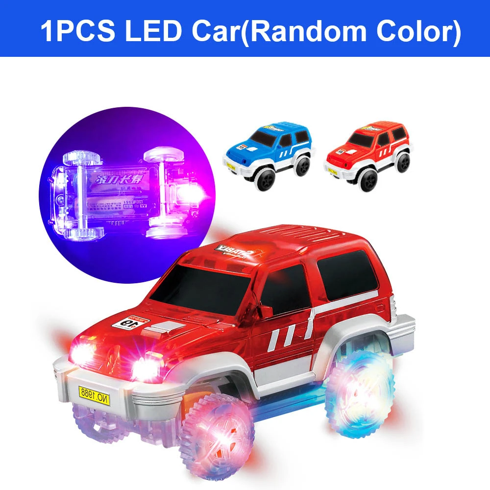 1PCS LED CAR 5,5 см железнодорожные автомобильные игрушки DIY универсальные аксессуары для светящихся магических гоночных треков Развивающие игрушки для Дети Детские подарки - Цвет: 1PCS LED CAR