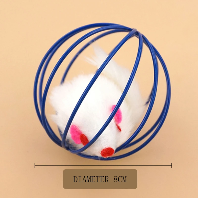 

Pet Cat Toy Rat In Cage Catch Ball Simulation Mice Plastic Artificial Colorful Training Supplies Color Random Animal Accessories