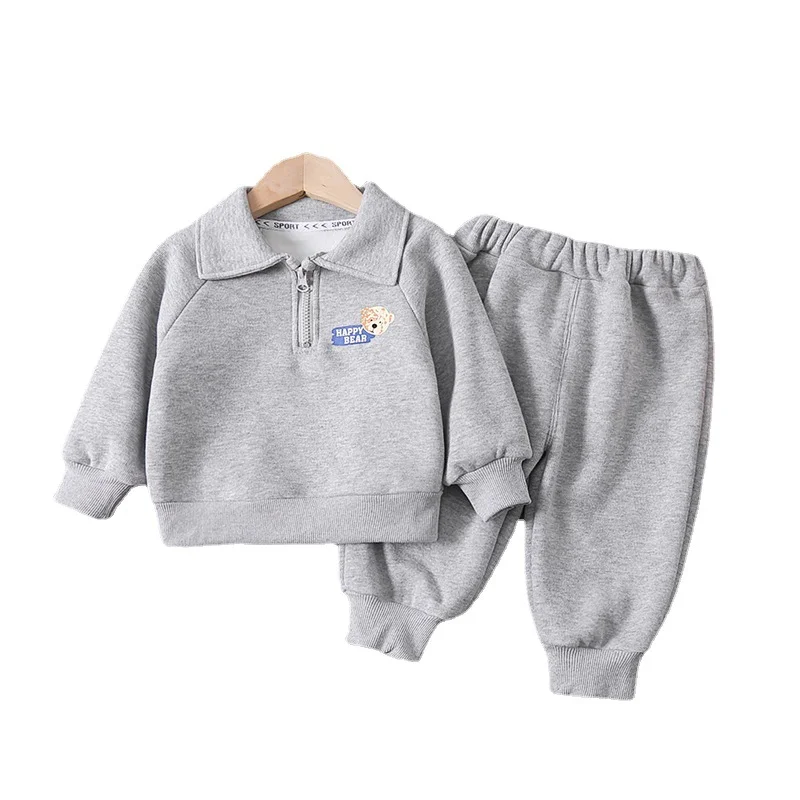 

Новинка, одежда для маленьких мальчиков и девочек на весну и осень, детская модная утепленная куртка и штаны, 2 шт./компл., повседневный костю...