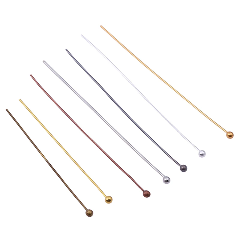 

200Pcs/lot Gold 16 20 25 30 40 50mm Dia 0.5mm Metal Ball Head Pins Needles Connector Pins For DIY Jewelry Findings Supplies