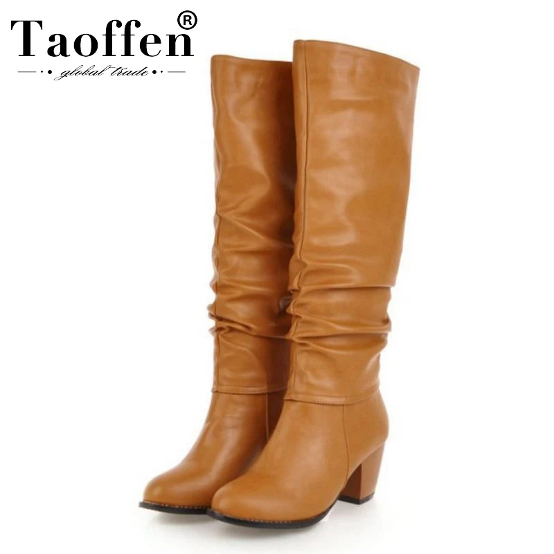 Женские высокие сапоги Taoffen из искусственной кожи с закругленным носком на не
