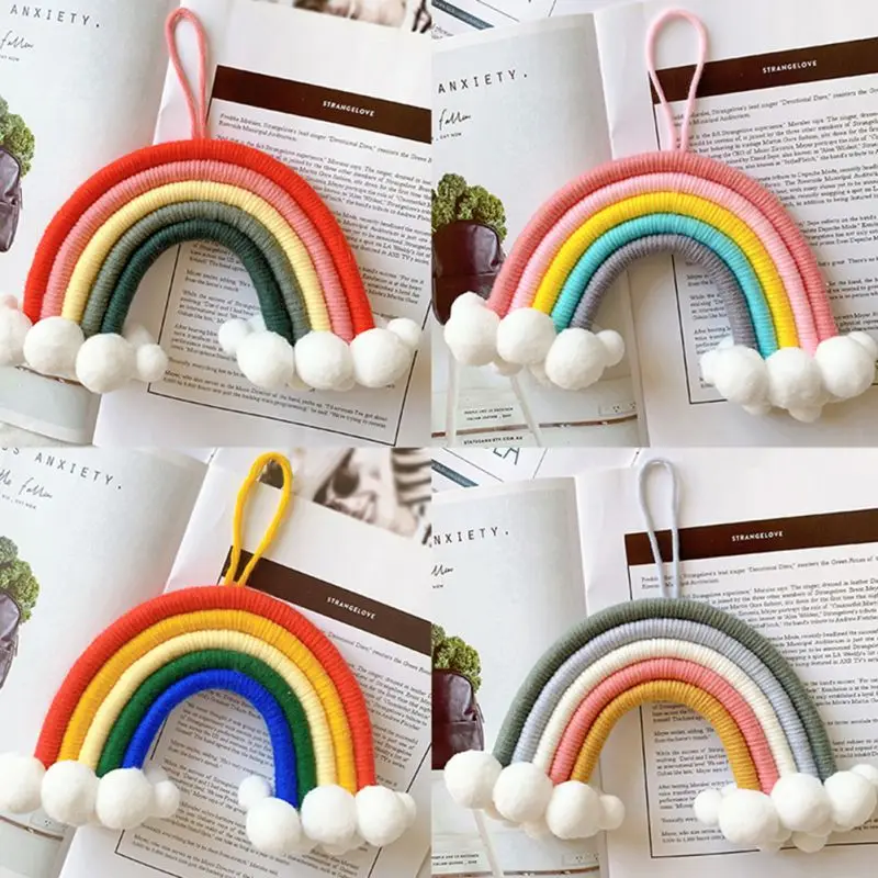 Макраме радужные настенные подвесные украшения ручная работа Тканое облако