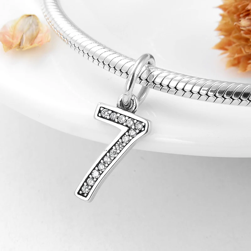 2019 модные 925 стерлингового серебра счастливый номер 7 бусины для изготовления